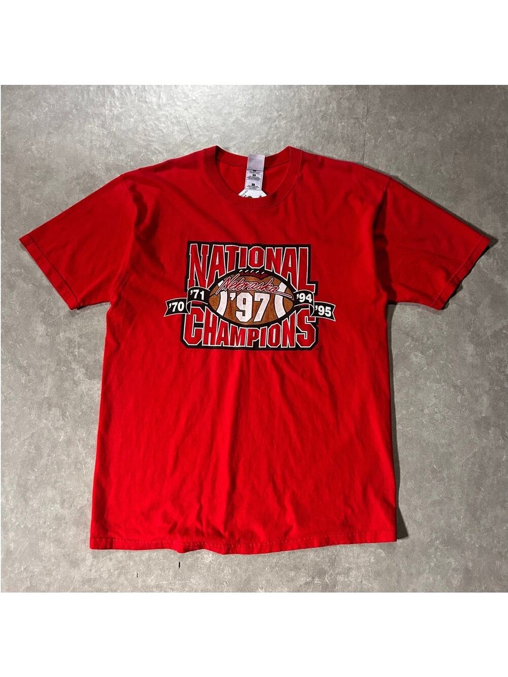 1997 Vintage Nebraska Cornhuskers National Champions Red T-Shirt -L